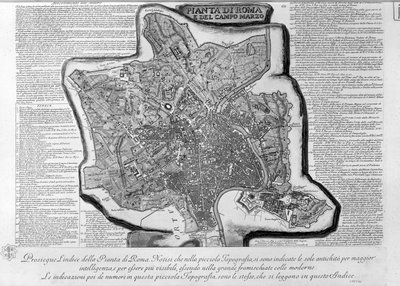 Karte von Rom, Teil 1 von Giovanni Battista Piranesi